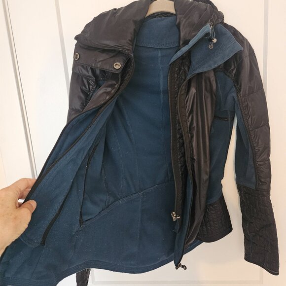 Lululemon Bundle Up & Run Blue & Black Jacket Full Zip Removable Hoodie Size 2 - Picture 6 of 6